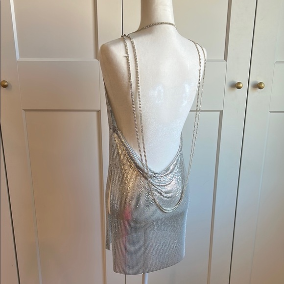 Silver Chainmail Dress Rhinestone straps | XS - Picture 5 of 9